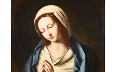 SASSOFERRATO (Atelier de). ÉCOLE ITALIENNE début XVIIè. «Vierge à la prière». Huile sur bois. H.75...