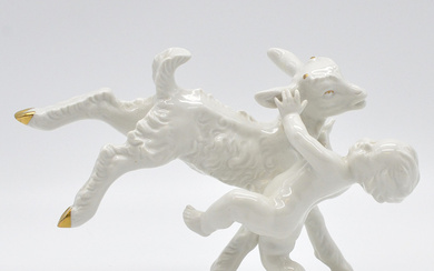SCHAUBACH-KUNST GERMANY, CHILD AND KID, PORCELAIN AND PARTLY GILDED, GERMANY, AROUND 1970.