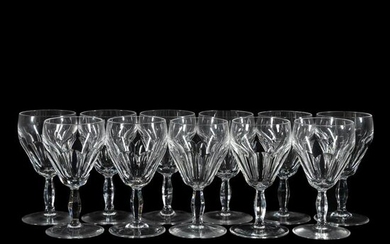 SET 11, GERMAN PANEL CUT CRYSTAL WINE GLASSES