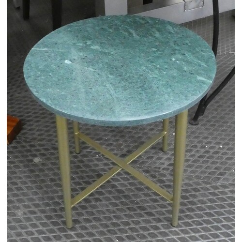 SIDE TABLES, a pair, 1950s Italian style, marble tops, 44.5c...