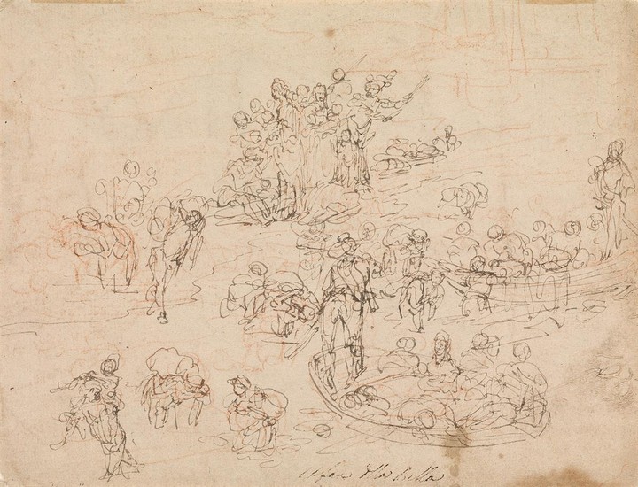 STEFANO DELLA BELLA (Florence 1610-1664 Florence) A Sheet of Studies with Figures in...