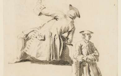 Samuel Scott (1701-1772) Two studies of a gentleman in a frock coat and tricorn hat