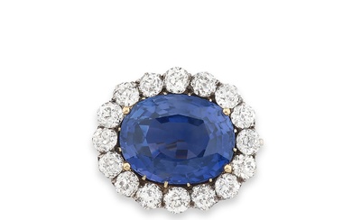 Sapphire and diamond brooch/pendant/clasp combination, late 19th century