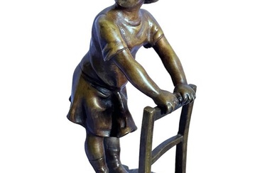 Sculpture, Niña en silla - 28 cm - Bronze