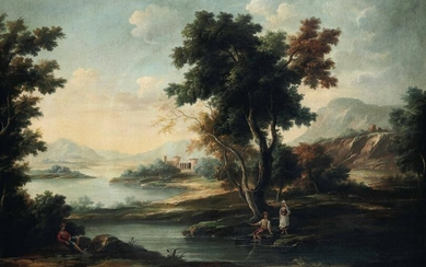 Scuola del XVIII secolo, Paesaggio con personaggi a