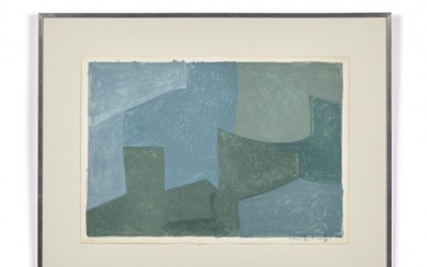 Serge POLIAKOFF (1900 - 1969) Composition bleue et verte - 1956