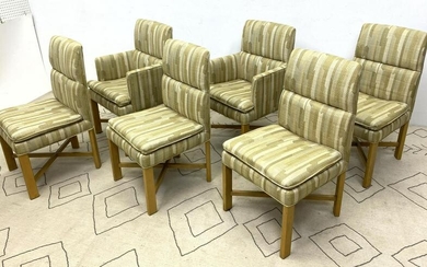 Set 6 BAKER Dining Chairs. Upholstered with light wood