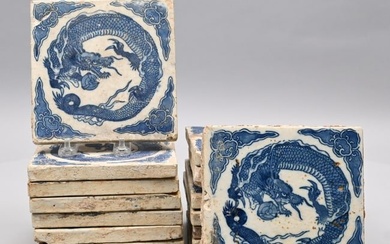 Set of Fifteen Chinese Blue and White Tiles