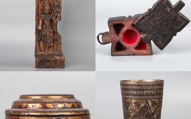 Set of Indian Buddha, Boxes and Vase