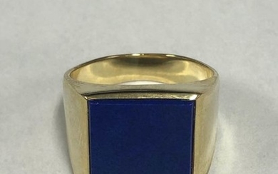 Siegelring - 15 kt. Yellow gold - Ring Lapis lazuli - No