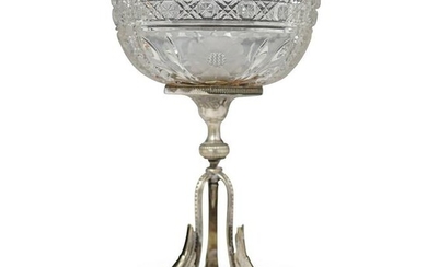 Silver Mounted Cut Crystal Compote