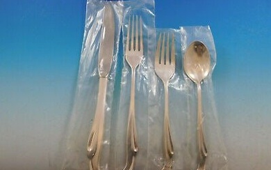 Silver Surf by Stieff Sterling Silver Flatware Set for 12 Service 48 pieces New