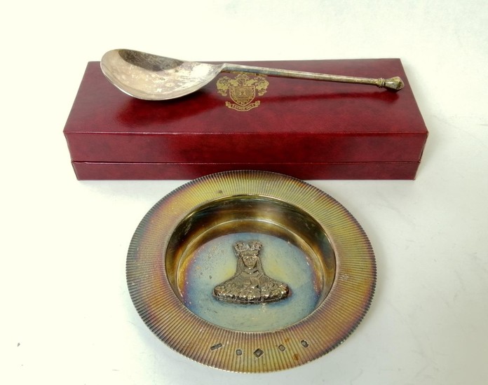 Silver copy of a diamond point spoon, Mercers' company '13 J...