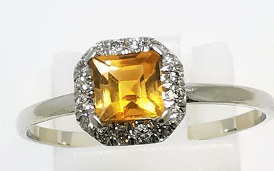 Sin Precio de Reserva - 14 kt. White gold - Ring - 0.20 ct Sapphire - Diamonds
