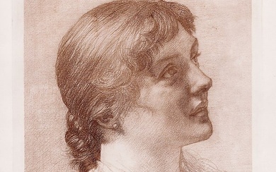 Sir Edward John Study of a Head engraving signed