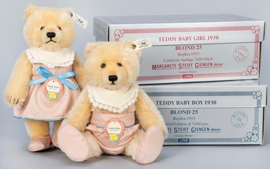 Steiff Teddy Baby Boy and Girl Pair 1930 / 1993 LE