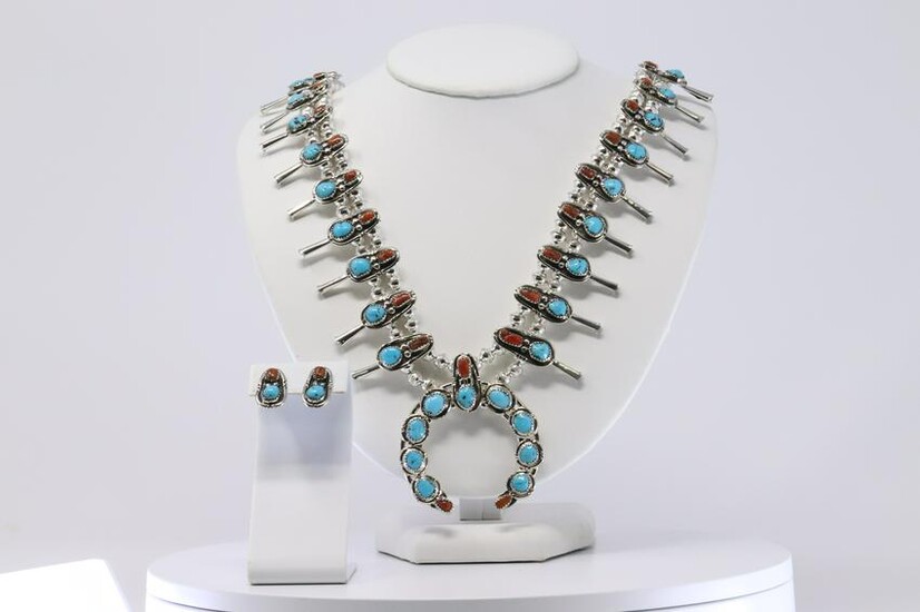 Sterling Gloria Pinto Navajo Kingman Turquoise/Coral