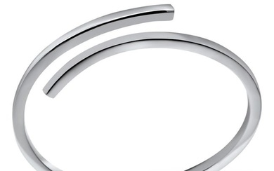 Sterling Silver Rhodium-plated Polished Bypass Hinged