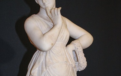 Studio di Cesare Lapini (1848-1890) - Statue, Danzatrice con dito al mento, dal modello di Antonio Canova - 60.5 cm - Marble
