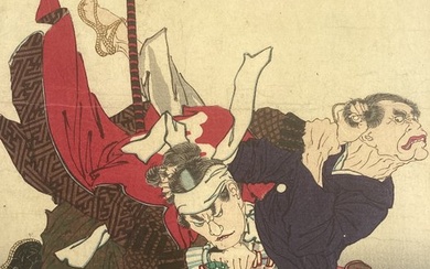 "Sumoto Sakyo taking down an enemy" - Tsukioka Taiso Yoshitoshi (1839-1892) - Japan - Meiji period (1868-1912)