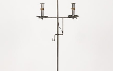 T. LOOSE REPRODUCTION IRON AND BRASS CANDLESTAND
