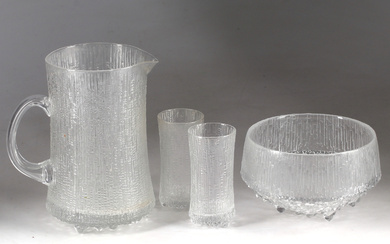 TAPIO WIRKKALA. A 4-piece bowl, decanter and glass, glass, “Ultima Thule”, Iittala. Finland 20th century.