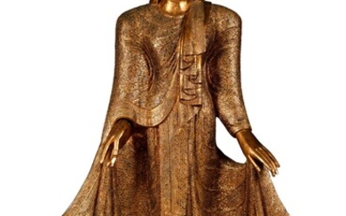 THAÏLANDE Très grande sculpture en bois doré... - Lot 31 - Osenat
