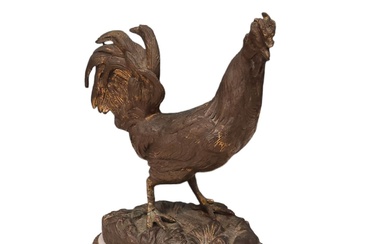 TRAVAIL FRANCAIS XIX ème siècle Sculpture en bronze à patine brune anciennement doré représentant un...