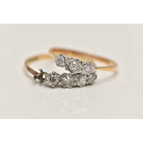 TWO DIAMOND SET RINGS, the first an AF five stone diamond ri...