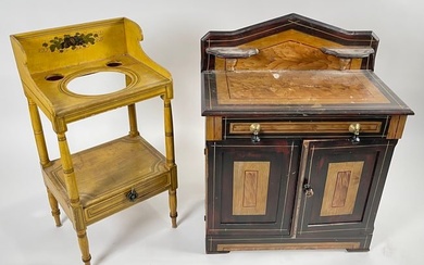 TWO PIECES OF PAINT-DECORATED FURNITURE 19th Century