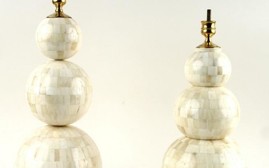 TWO SNOWMAN STYLE BONE TABLE LAMPS