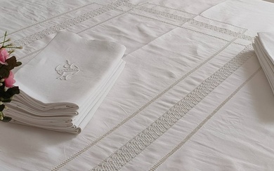 Tablecloth with 11 napkins - Tablecloth (12) - 265 cm - 166 cm