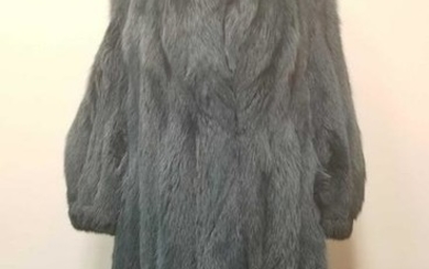 Tarja Niskanen Navy Blue Fox Fur Full Length Coat