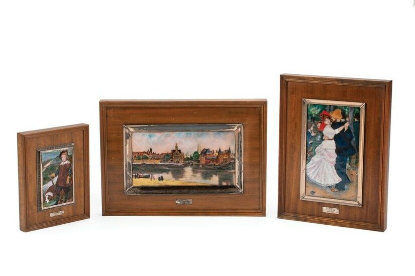 Three French Enamel Plaques on Copper