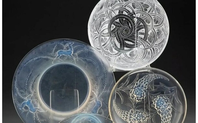 Three R. Lalique Glass Table Articles With a Lal