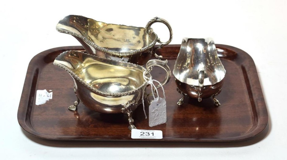 Three Victorian and later sauceboats, one by George Unite, Birmingham,...