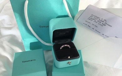 Tiffany - 950Platinum - Ring - 0.24 ct Diamond - Sapphire