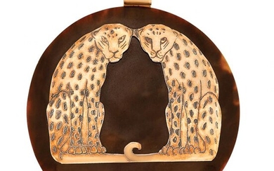 Tortoise Shell and Rose Gold Panther Pendant, Celia Sebiri