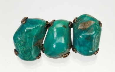 Turquoise, chrysocolla, silver brooch