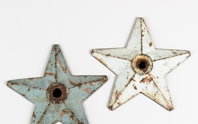 Two Blue-painted Cast Iron Building "Stars,"