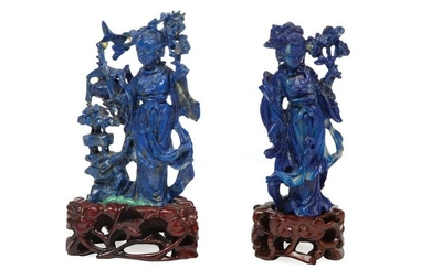 Two Chinese Lapis Lazuli Figures of Beauties