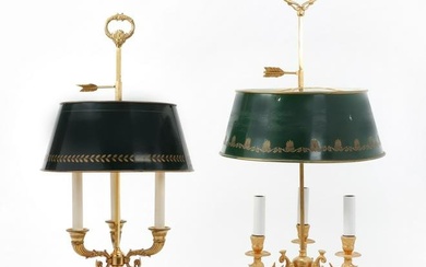 Two Louis XVI style bronze bouillotte lamps