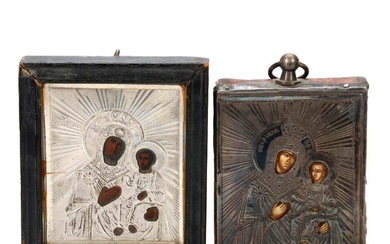 Two Russian Miniature Icons, Virgin of Hodegetria.