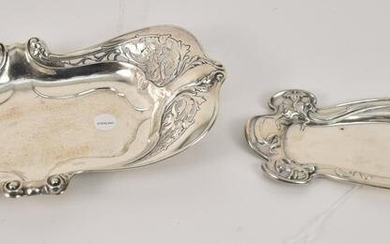 Two Sterling Silver Floral Motif Trays - Pierced floral