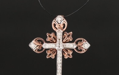 Two-Tone Sterling Diamond Cross Pendant