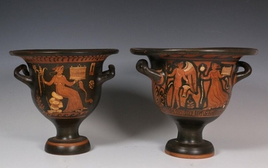 Two decorative Greek-style vases, krater., h. 28 en...