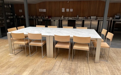 Two large dining tables In brushed metal... - Lot 31 - Varenne Enchères