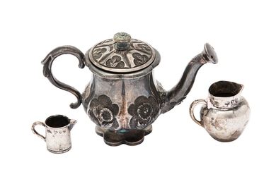 Two late Victorian sterling silver miniature jugs, both London 1893 by Charles Boyton