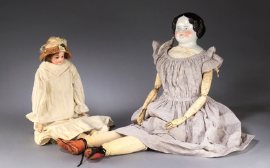 Two older porcelain dolls, German or French, 19th century (2)