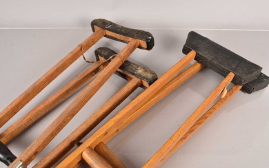 Two pairs of Vintage wooden medical crutches